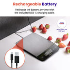Etekcity 22lb Food Kitchen Scale, USB Rechargeable, IPX6 Waterproof