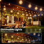 RTTY Outdoor String Lights 50 FT, Patio Light with 26pcs G40 Shatterproof LED Bulbs, Waterproof Hanging Globe Lighting Connectable for Cafe Bistro Backyard Porch Gazebo Balcony Deck Party