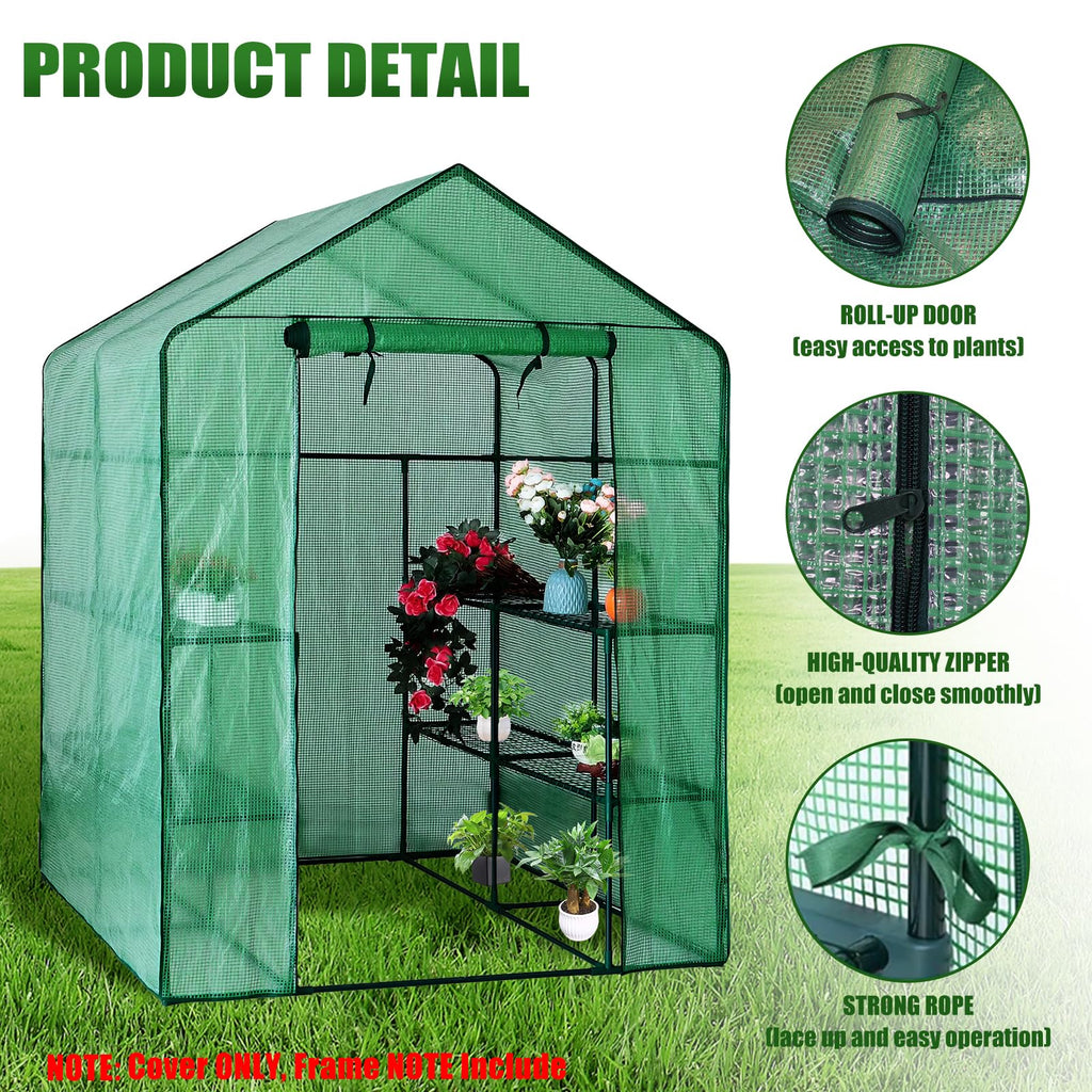 Walk-in Greenhouse Replacement Cover 56×56×76inch (Frame Not Included)