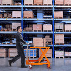 VEVOR TF15 Hydraulic Lift Table Cart, 330lbs Capacity 28.5" with 4 Wheels and Non-Slip Pad, for Material Handling and Transportation, Orange