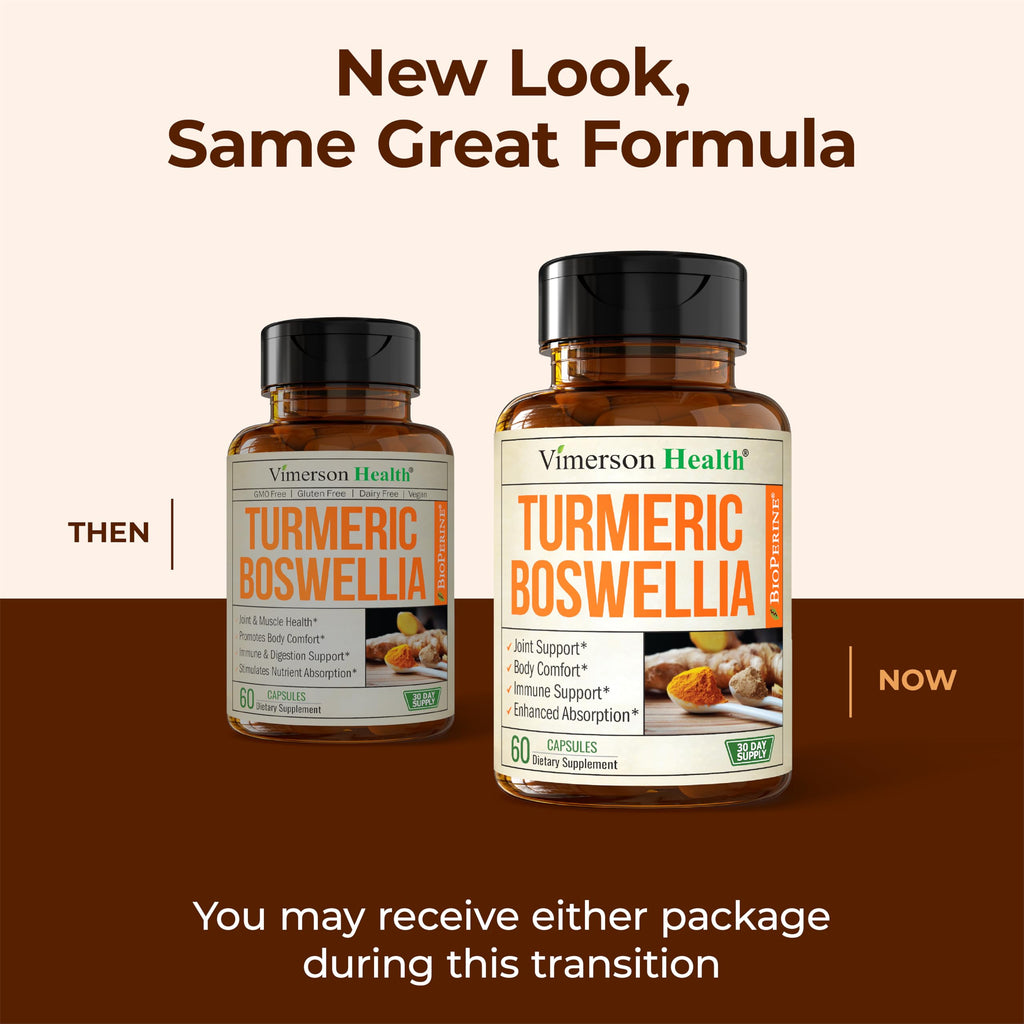 Turmeric Supplement w/Boswellia Serrata – Daily Support for Joint Health & Comfort – Organic Turmeric Curcumin Powder, Bioperine for Enhanced Absorption & Ginger – Boswellia Extract Capsules, 2 Pack