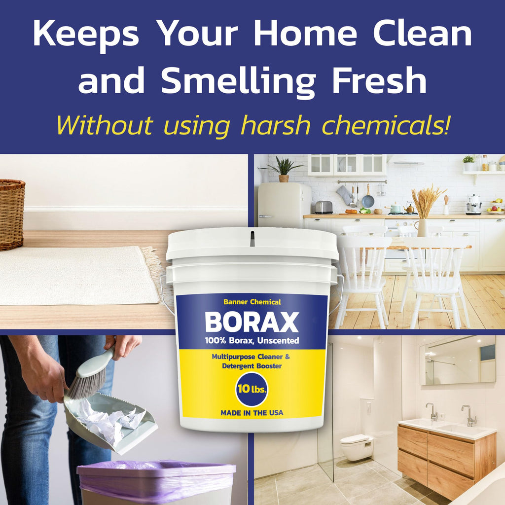 Banner Chemical Raw Borax (10 lbs) - 100% Pure, Unscented, Multi-Purpose Cleaner & Detergent Booster - Natural Household Cleaner and Stain Remover - Made in the USA