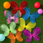 Homaisson 12 Pcs Butterfly Fairy Wings, Sparkle Princess Wings Set, Colorful Costume Accessories for Parties, Glitter Costume Wings with Elastic Straps & Shimmering Patterns, Birthday Party Favors