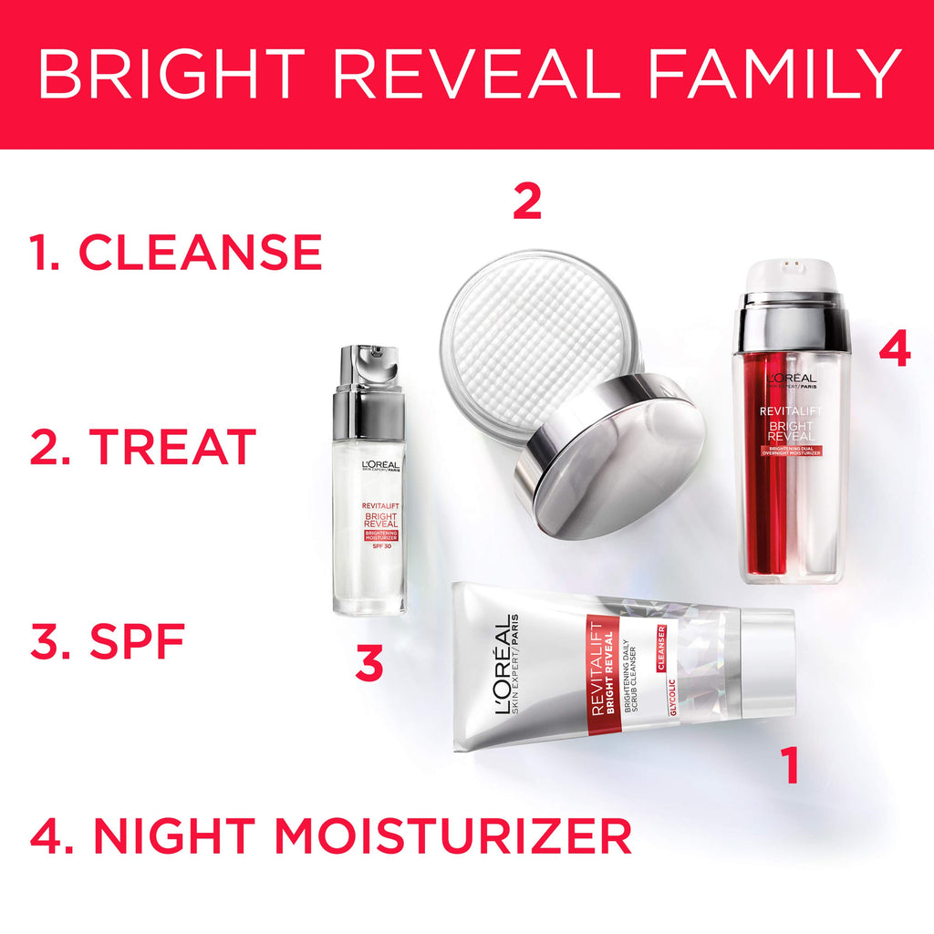 L'Oréal Paris Revitalift Bright Reveal Anti-Aging Day Cream with SPF 30 with Glycolic Acid, Vitamin C & Pro-Retinol to Reduce Wrinkles & Brighten Skin, 1 fl. oz.
