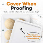 GSM Brands Pizza Dough Proofing Box - Stackable Commercial Quality Trays with Covers (17.25 x 13 Inches) - 2 Trays and 2 Covers