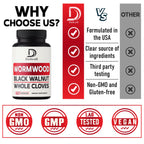 DEDICAD Sweet Wormwood Capsules 1500mg with Black Walnut & Cloves - 240 Vegan Capsules - Artemisia Annua Supplement for Immunity