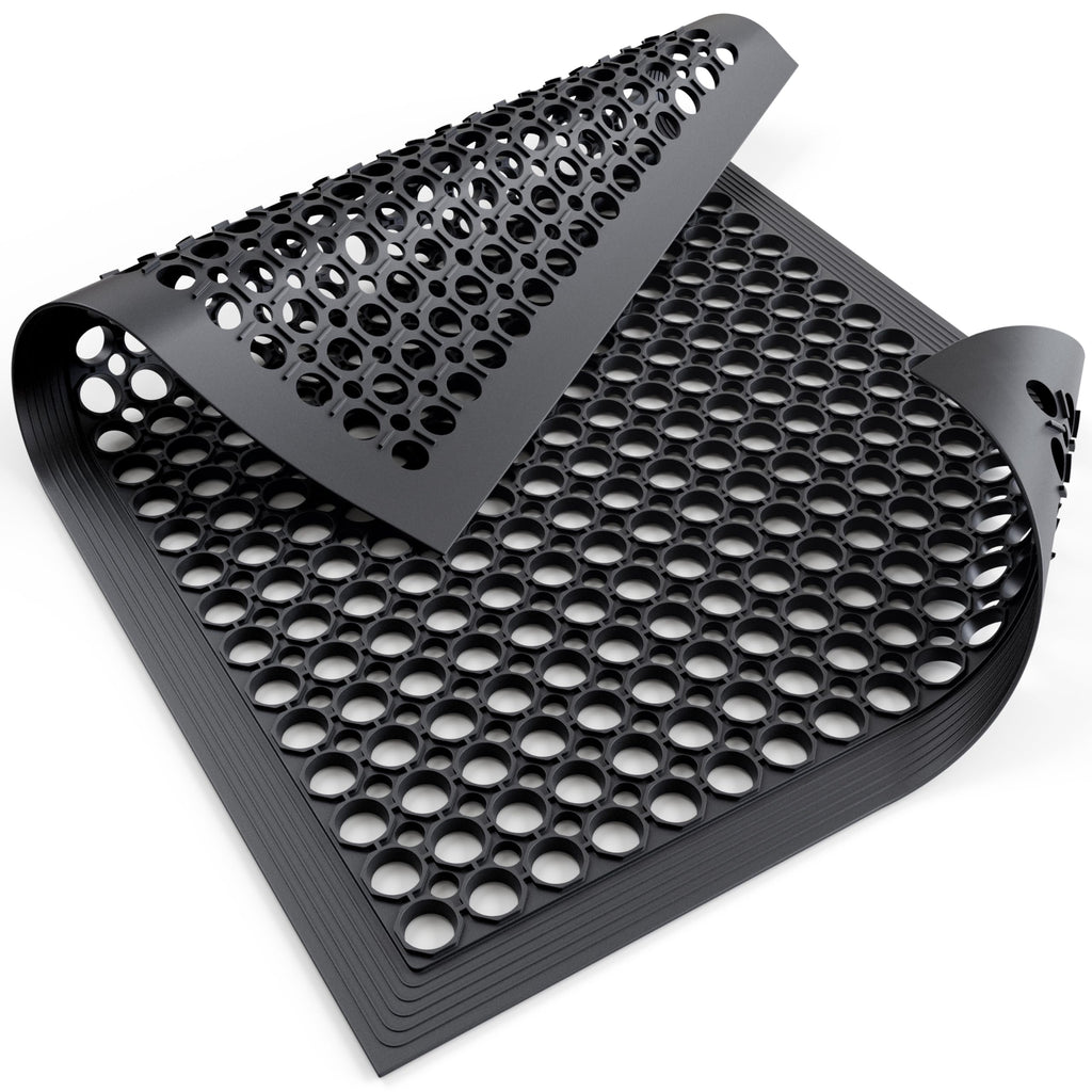 Lifetime Supplies 36" x 24" Commercial Rubber Floor Mat | Safety Water Drainage | Non Slip Anti Fatigue Mat for Restaurant, Kitchen, Indoors, Outdoors and Entryway