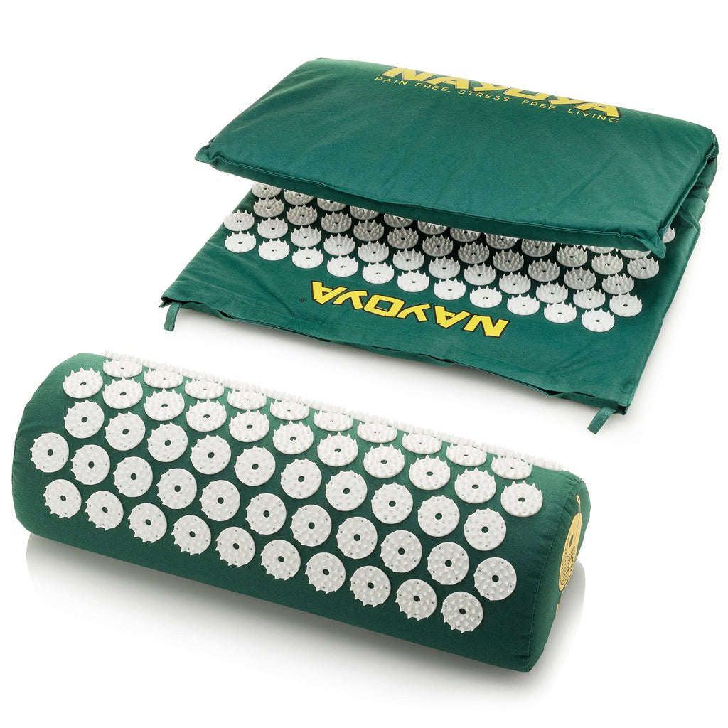 NAYOYA Bellababy Back and Neck Pain Relief - Acupressure Mat and Pillow Set - Relieves Stress, Back, Neck, and Sciatic Pain - Comes in a Carry Case for Storage and Travel - As Seen in USA Today, White