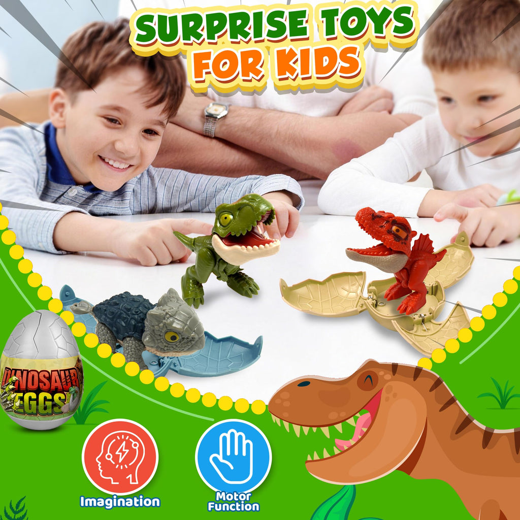 4 Pack Hatching Dinosaur Eggs for Kids Boys, Travel Toys Essentials for Toddlers Kids Dinosaur Eggs Surprise Birthday Gift Toys for Boys Aged 3 4 5 6 7 8 Year Old Christmas Stocking Stuffer Easter