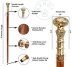 EXNOT Vintage Brass Handle Victorian Telescope Fold able Wooden Walking Stick Walking Cane Ideal Gift