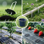 Landscape Staples 50 Pack, 6 Inch 11 Gauge Heavy Duty Galvanized Garden Staples with 50pcs Fixing Washers, Rubber Mallet & Hook Remover, U Shaped Weed Barrier Stakes for Sod, Turf and Lawn