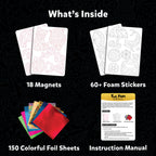 Skillmatics Foil Fun - Pretty Patterns, 18 DIY Magnets Mess-Free Art, Colorful Creative Party Activity, Craft Kits, 60+ Foam Stickers, Christmas Gifts for Kids, Teens, Adults, Families