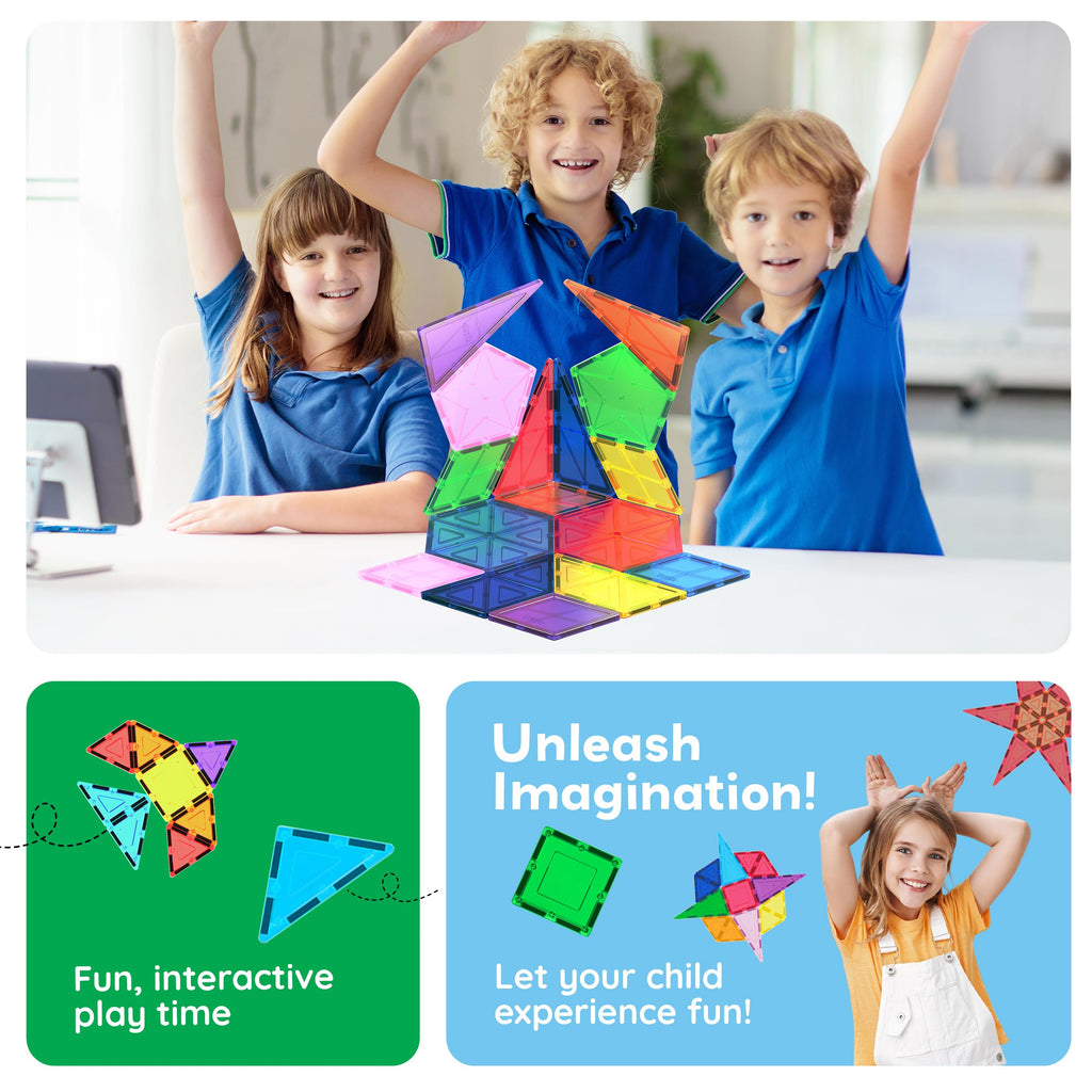 PicassoTiles Magnetic Building Block Set Geometry Shape Magnet Tiles Construction Toy STEM Learning Kit Educational Playset Playboard Pretend Play Stacking Blocks Child Brain Development PT16