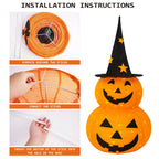 FUNPENY 3FT Halloween Collapsible Pumpkin Decorations, Pre-Lit Light Up 50 LED Pumpkin with Star Hat 8 Lighted Mode, Pop Up Jack-o-Lantern with Metal Stand for Indoor Outdoor Yard Holiday Decor