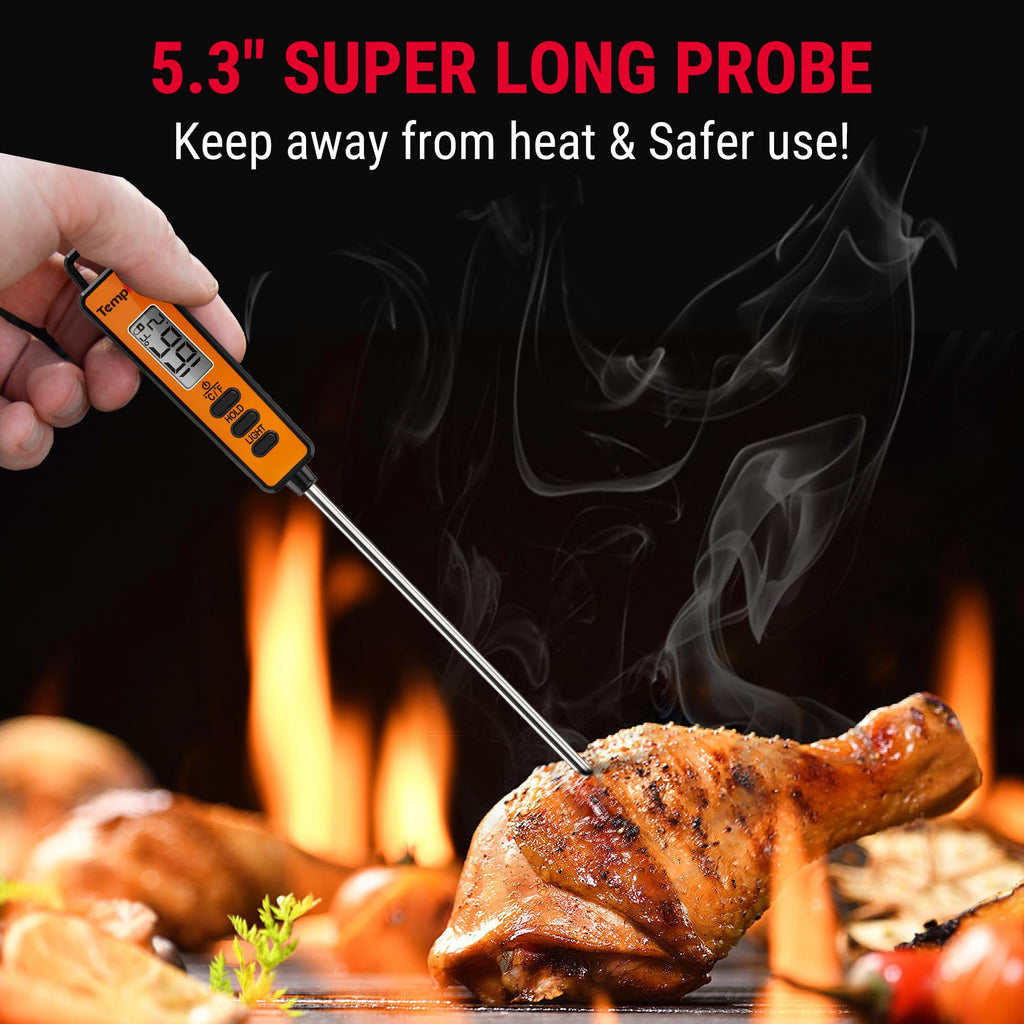 TempPro Temperature Gun, Infrared Thermometer Gun with Laser, Laser Thermometer Gun -58-1022 ℉, Meat Thermometer Digital with Super Long Probe, Food Thermometer for Cooking(Previously ThermoPro)