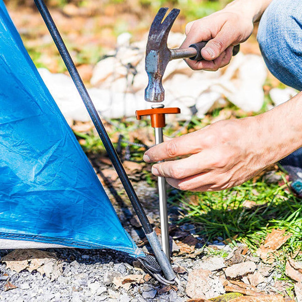 Eurmax USA 20-Pack Secure Protection Galvanized Tent Stakes,Rust-Proof Steel Canopy Anchors for High Winds,Heavy Duty Commercial Ground Pegs for Camping,Pop Up Tents&Gazebos - Includes 4x10ft Ropes