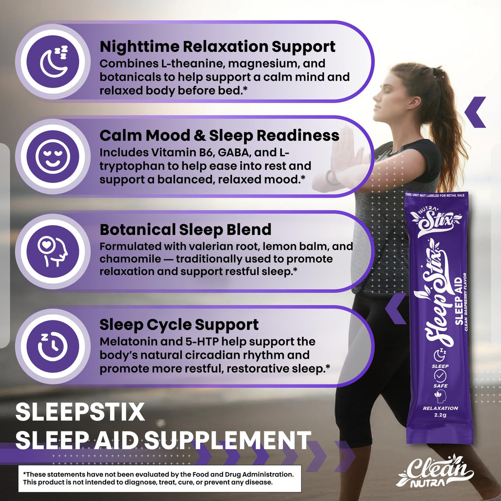 Sleep Aid Melatonin Powder Tryptophan Glycine Valerian Root Magnesium For Sleep Lemon Balm L Theanine Magnesium Glycinate Zinc Sleep Aid Myo Inositol GABACalm B6 5 HTP Stress Relief 20 Stix