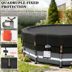 QH.HOME 550D 16ft Pool Cover Round[Upgraded Tear Resistant & Quadruple Windproof] wth Pre-Installed Patented Winch and Rope, Pool Covers for Above Ground Pools-Snug Fit & Waterproof Protection