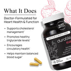 Durable Heart – Bergamonte Citrus Bergamot 1,000 mg + Olive Leaf Extract + Vitamin C - Heart Health Supplement for Healthy Cholesterol - Doctor Formulated, Vegan, Non-GMO, Made in USA (180 Capsules)