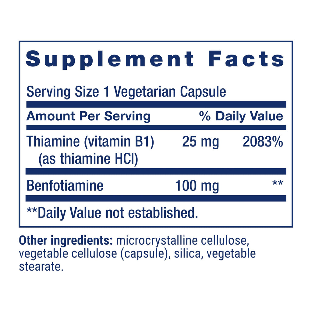 Life Extension Benfotiamine with Thiamine,Healthy Blood Sugar Metabolism Support,100 mg benfotiamine,Cardiovascular Health,Brain Health,Non-GMO,Gluten-Free,120 Vegetarian Capsules,(Pack of 2)