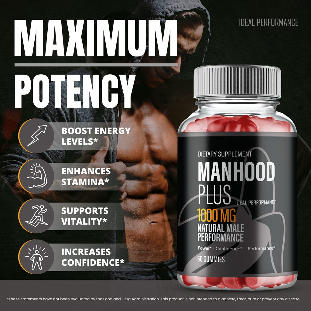 Manhood Plus Gummies, Official Man Hood Plus Supplement Gummies - Maximum Strength Performance, All Natural Support Overall Health & Wellness, ManhoodPlus Advanced Support Gummy Reviews (2 Pack)