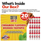 Hotlix Cinnamon Toothpicks (20 Pack 400 total), Flavored Toothpicks, Travel Toothpicks, Toothpicks for Food, Wooden Toothpicks, Fancy Toothpicks for Appetizers, Best Quit Smoking Products, Made in USA