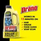 Drano Max Gel Drain Clog Remover & Cleaner, Commercial Line, 42 oz 2-Pack