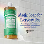 Dr. Bronner's Pure-Castile Magic Liquid Soap (Almond, 32 Ounce, 2-Pack)- Made with Regenerative Organic Certified Oils, 18-in1 Uses: Face, Hair, Hand & Body Soap, Laundry, Pets- Concentrated, Vegan