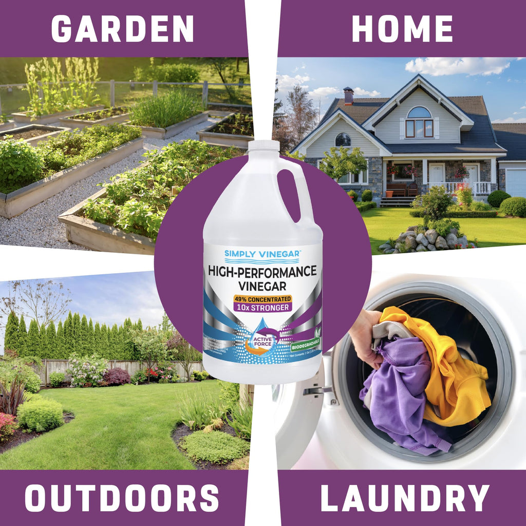 Simply Vinegar Industrial Strength 49% Vinegar – High-Performance Concentrated Cleaner for Home, Garden, Driveways & More – Biodegradable & Bleach-Free (Not for Food Use) - 128 oz (Pack of 2)