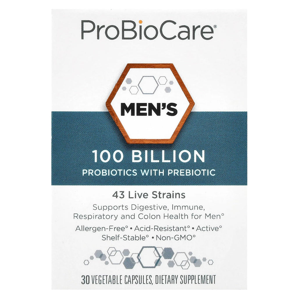 ProBioCare Probiotic for Men - Advanced Formula with 100 Billion CFUs to Support Digestive Health, Boost Immune Function, and Promote Gut Balance for Optimal Wellness (30 Vegetable Capsules)