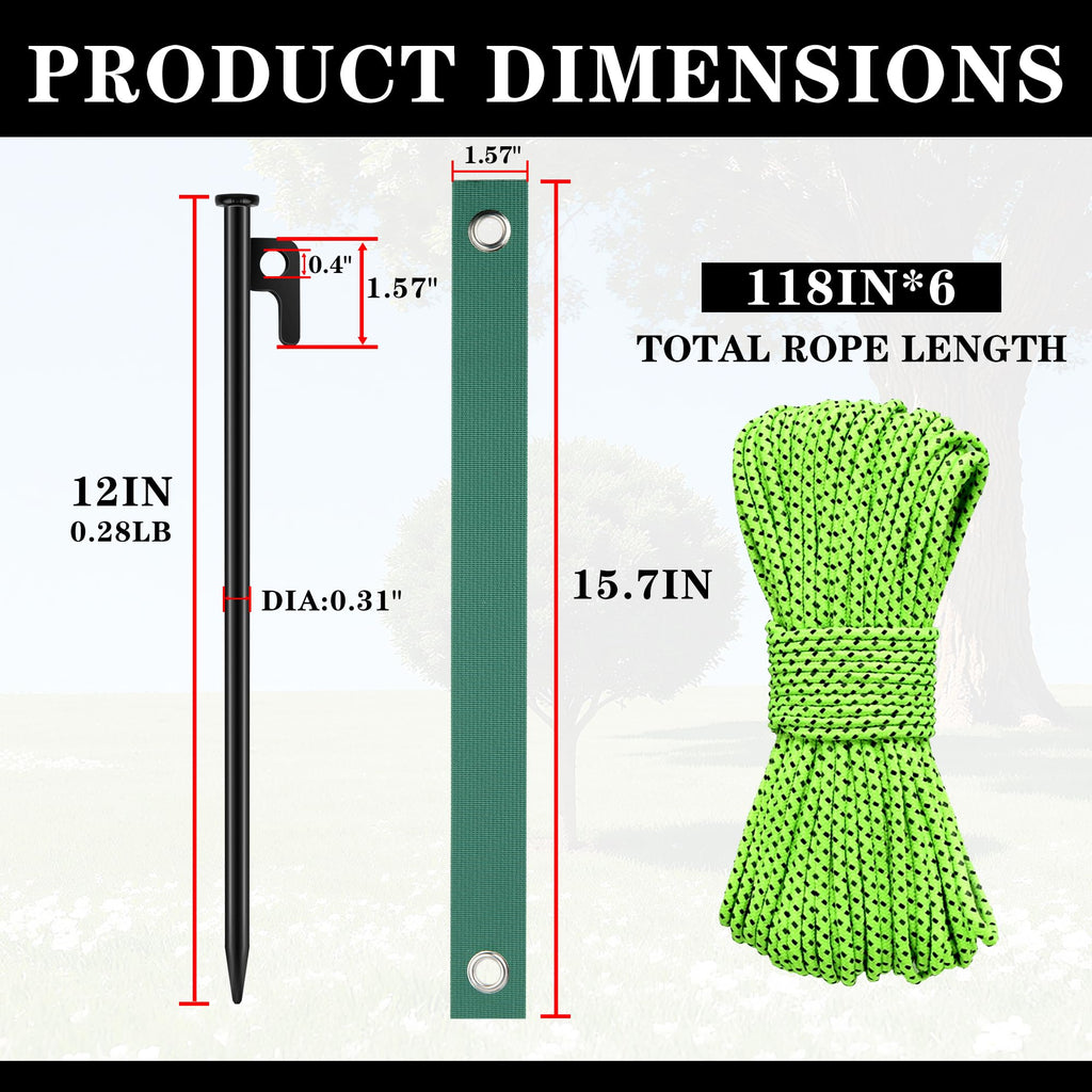 Heavy Duty Tree Stakes and Supports Kit for Leaning Tree Against Bad Weather Plant Support Stakes for Outdoor Plants 6 Pack