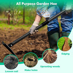 Garden Hoe, Heavy Duty Trenching Hoes with 60 Inch Long Handle, Sharp Edge Triangle Weeding Hoe Garden Tools for Weeds Removal,Cultivating,Digging,Loosen Soil, Trenching, Landscaping Manual Weeder