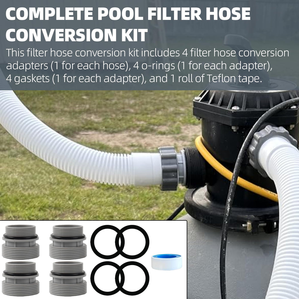 TonGass (4-Pack) 40mm to 1 1/2" Filter Hose Conversion Kit, Above Ground Pool Adapter Connects 40mm Hoses to Standard 1 1/4" or 1 1/2" Filter Ports