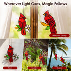 2 Pcs Red Cardinal Stained Glass Suncatchers, for Mom,Nana