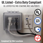 Sealproof 2-Gang Weatherproof Lockable In Use Electrical Power Outlet Cover, Two Gang, UL Extra Duty Compliant, 45-in1, Plastic Clear Frost