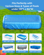 Reinmoson Inflatable Pool Cover Rectangular Fits Pool Under 145" L x 84" W, 20s Easy Set by 1 Person Built-in Elastic Edges & Integrated Drawstrings 10' x 7' Rectangle Pool Cover Above Ground