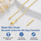 Jewlpire 14K Gold Plated Chain Necklace for Women, 1.3MM Box Chains Necklace 14K Gold Plated Chain for Women Thin & Sturdy Womens Chains Necklaces, 26 Inches