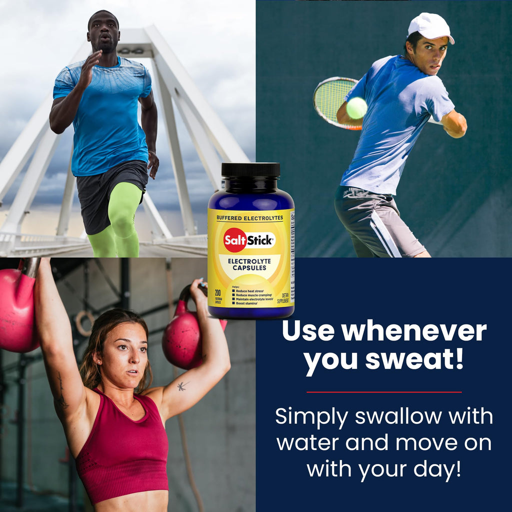 SaltStick Electrolyte Capsules with Vitamin D - 200 Electrolyte Pills for Running, Endurance Sports Nutrition, Salt for Dehydration - No Sugar, Gluten Free Hydration Tablets
