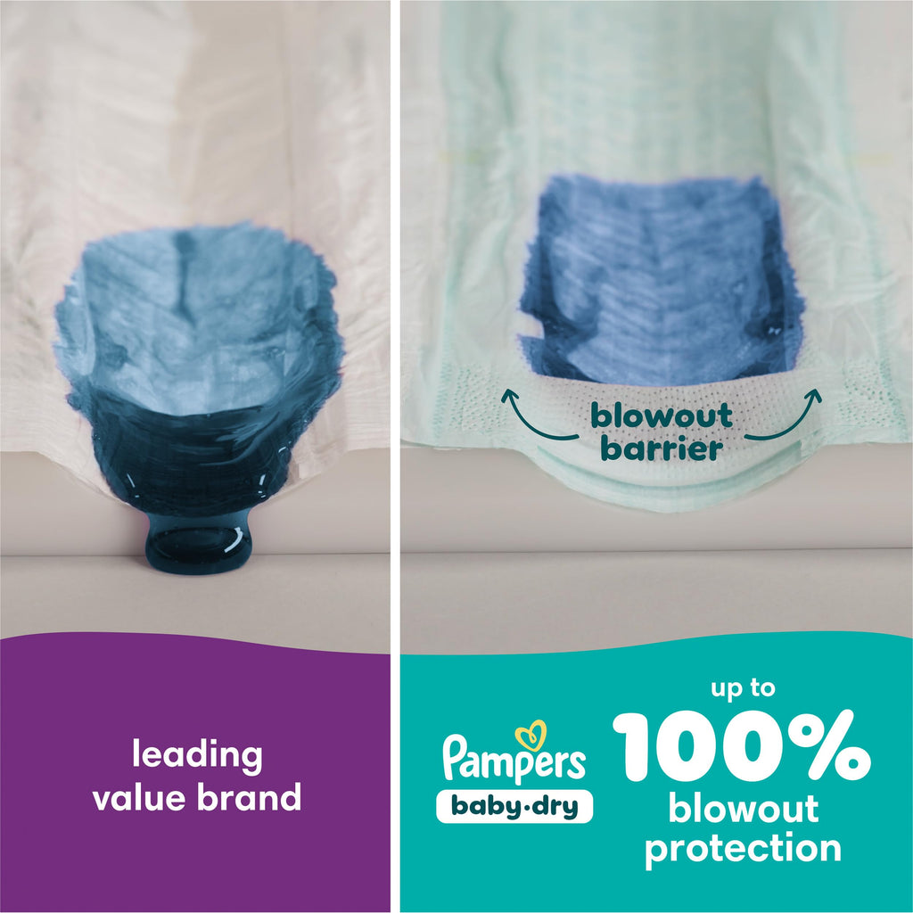 Pampers Baby Dry Ultra Cushiony Diapers, Size 6 (23-44 lbs), 144 Count, Up to 100% Leakproof (Packaging May Vary)
