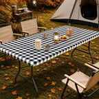 Smiry 6 Foot Picnic Table Cloth 2 Pack, Elastic Fitted Polyester Tablecloth