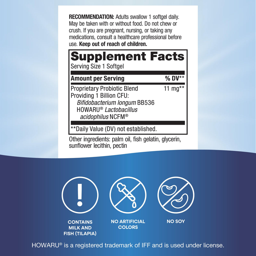 Probiotic Pearls Acidophilus Once Daily Probiotic Supplement, 1 Billion Live Cultures, Survives Stomach Acid, No Refrigeration, 90 Softgels (Packaging May Vary)
