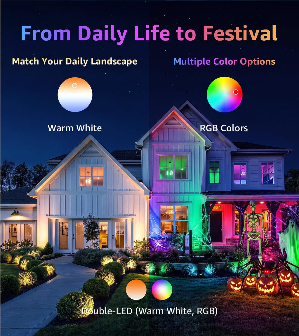 SUNVIE RGBW Halloween Spotlights Outdoor 12W LED Plug in Landscape Lights