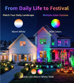 SUNVIE RGBW Halloween Spotlights Outdoor 12W LED Plug in Landscape Lights
