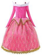 Aoiviss Girls Princess Costume Dresses Pink Fancy Princess Dress Up Clothes