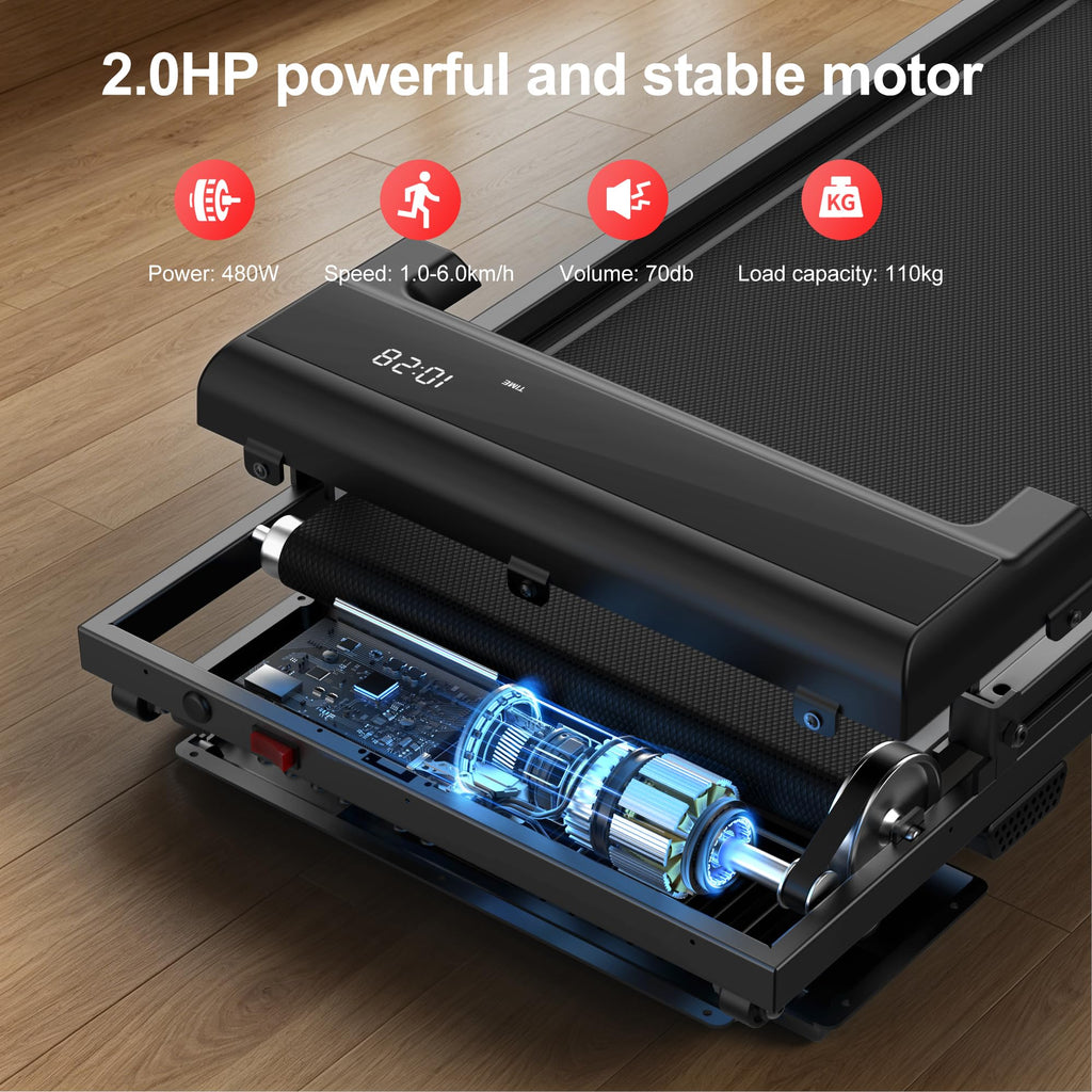 Walking Pad Treadmill for Home with Handle Bar Foldable Under Desk Terluxra