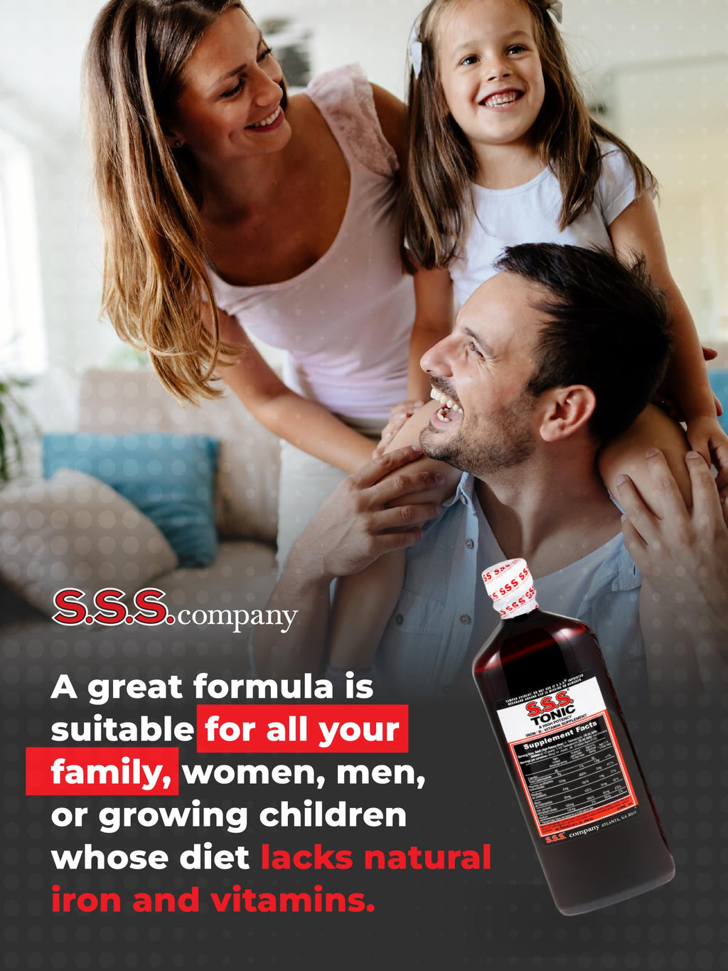 S.S.S. Tonic – High Potency Iron Supplement with B1, B2, B3 Vitamins – 20 fl oz Liquid Formula for Energy, Vitality & Wellness – Easy-to-Take, Iron-Rich, Made in USA, for Women & Men