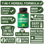 Lymphatic Drainage Supplement. 7-in-1 Lymph System Support Capsules to Detox & Cleanse. with Vegan Ingredients Echinacea Root, Red Clover Blossom, Burdock Root, Red Root, Licorice Root for Women, Men