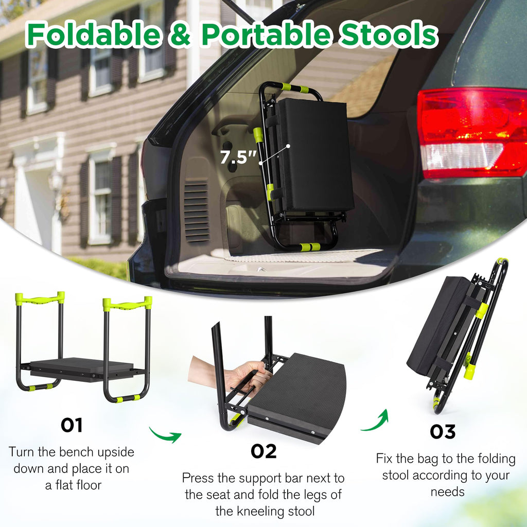 LOENIY 10.8” Wide Garden Kneeler and Seat, Heavy Duty Foldable Garden Stool