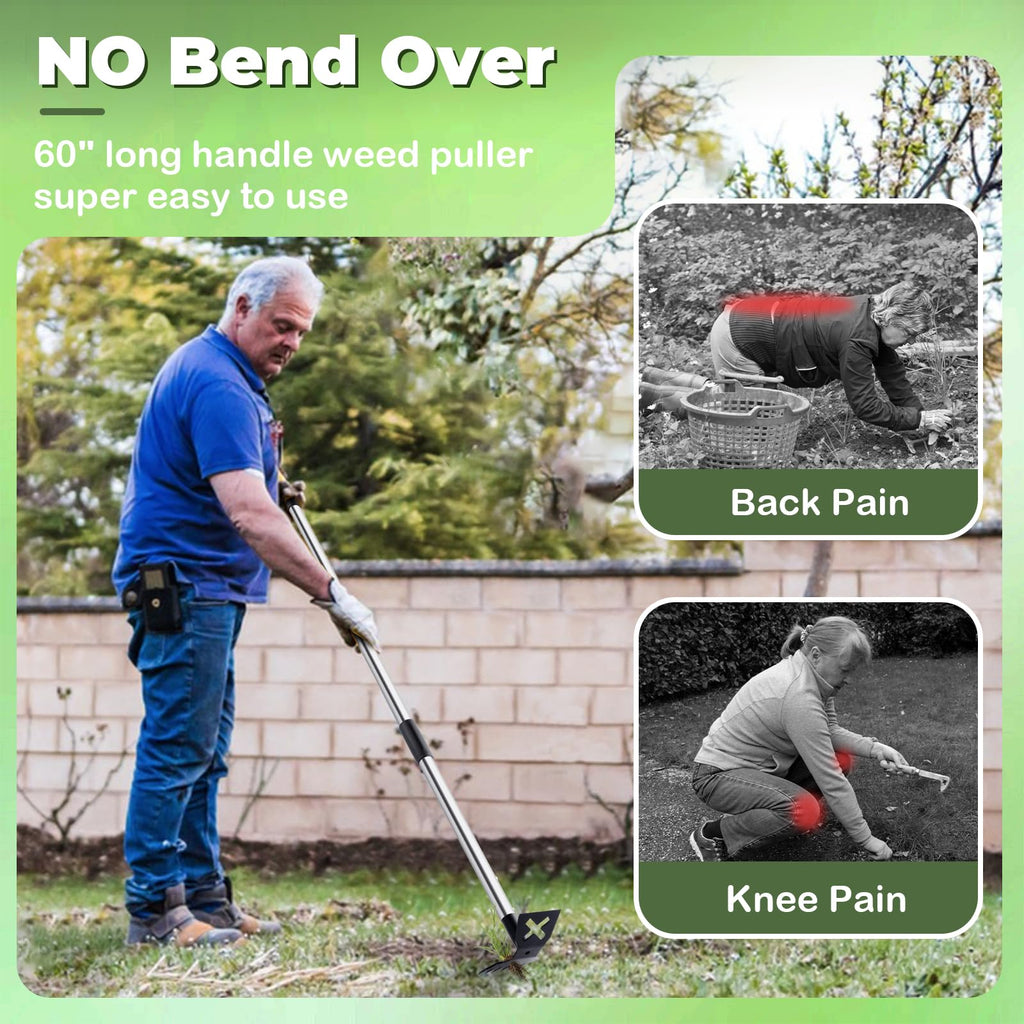 LAWFYMORI Weed Puller Tool with Long Handle, 60" Garden Weeding Tool