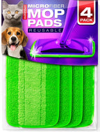 Millifiber Reusable Mop Pads Compatible with Swiffer WetJet (4 Pack) - Microfiber Mop Refill for Wet Mopping Cloths - Hardwood Floor Cleaning Spray Pads Reusable Replacements - Green